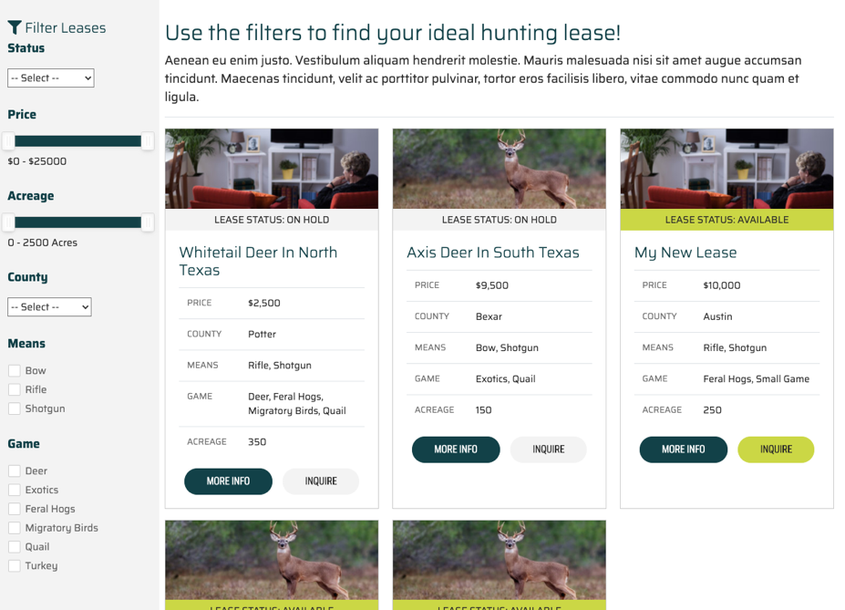 Find the perfect hunting lease
